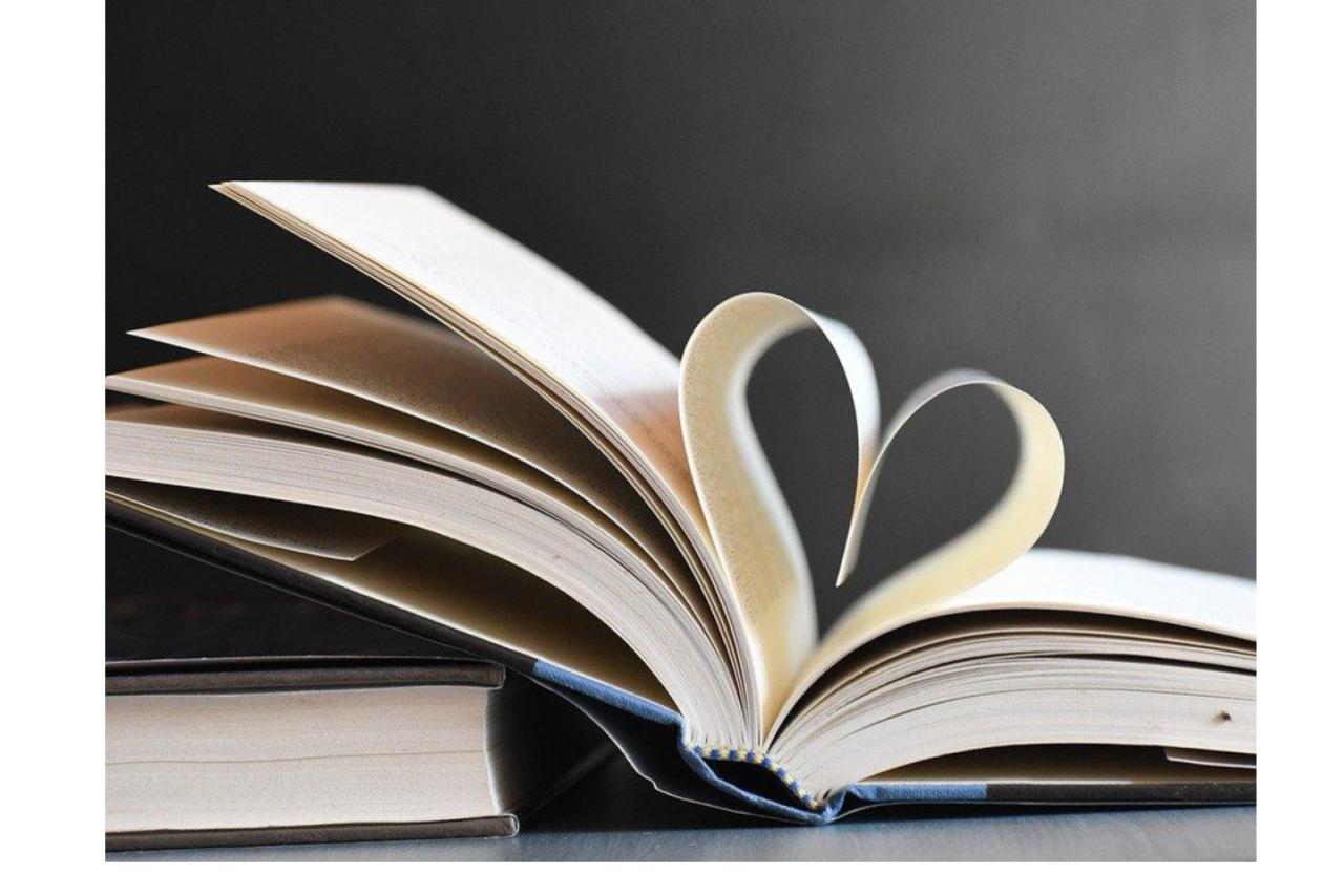 book open to hearts